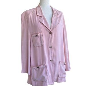 Johnny Was Collection Pastel Blush Pink Tencel Jacket Vintage Boho Flow Layers L